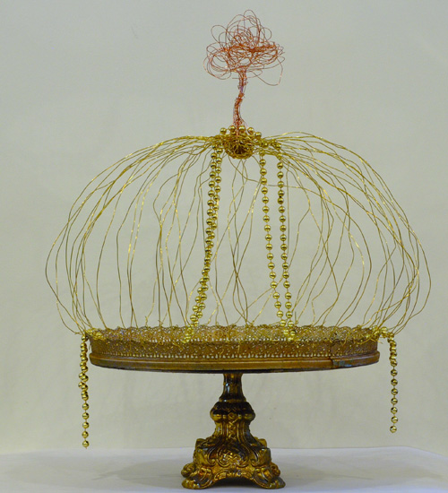 Mixed media birdcage coloured gold  N. Kembry Mixed media birdcage coloured gold  N. Kembry 